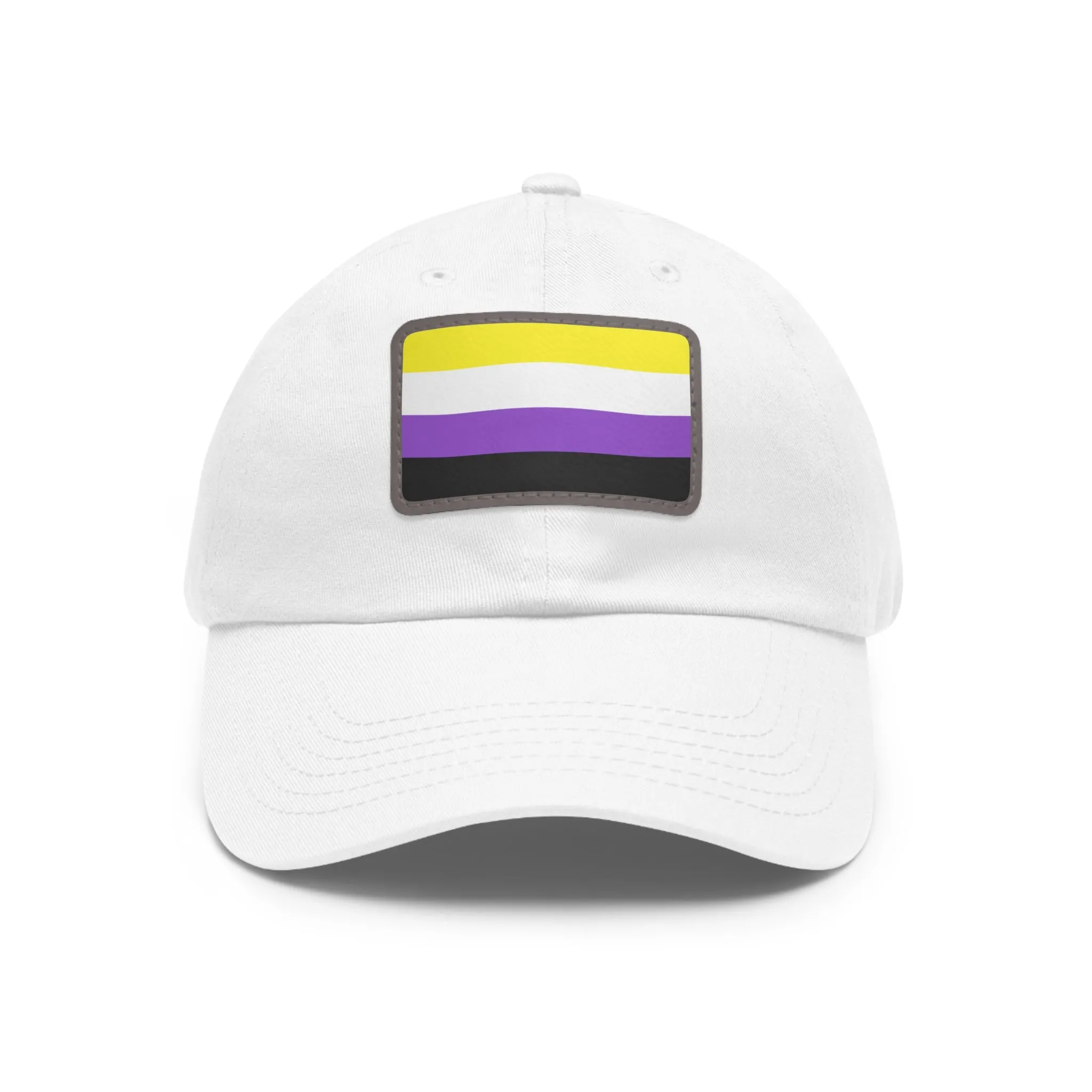 SHAVA CO Non Binary Flag Hat with Leather Patch (Rectangle)