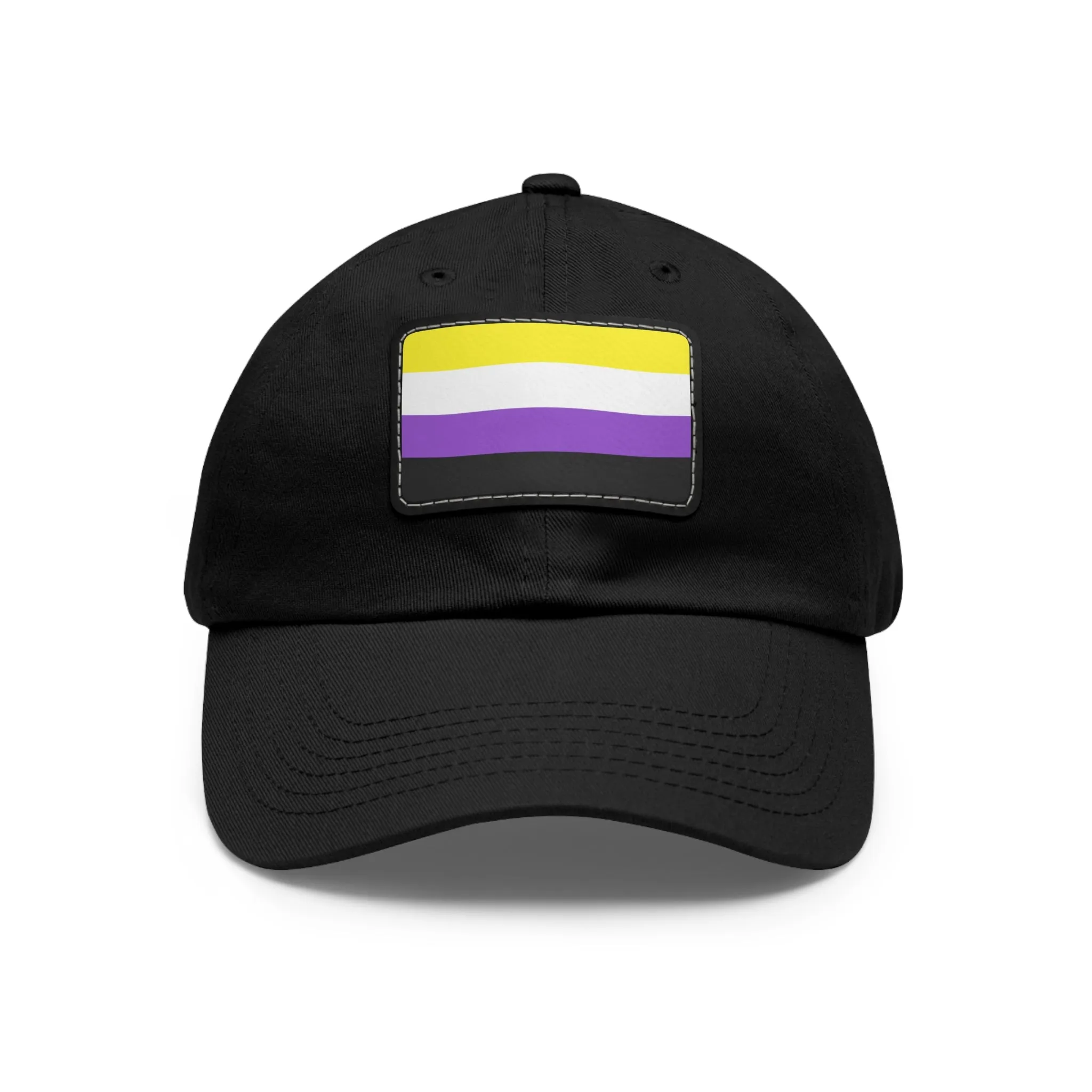 SHAVA CO Non Binary Flag Hat with Leather Patch (Rectangle)