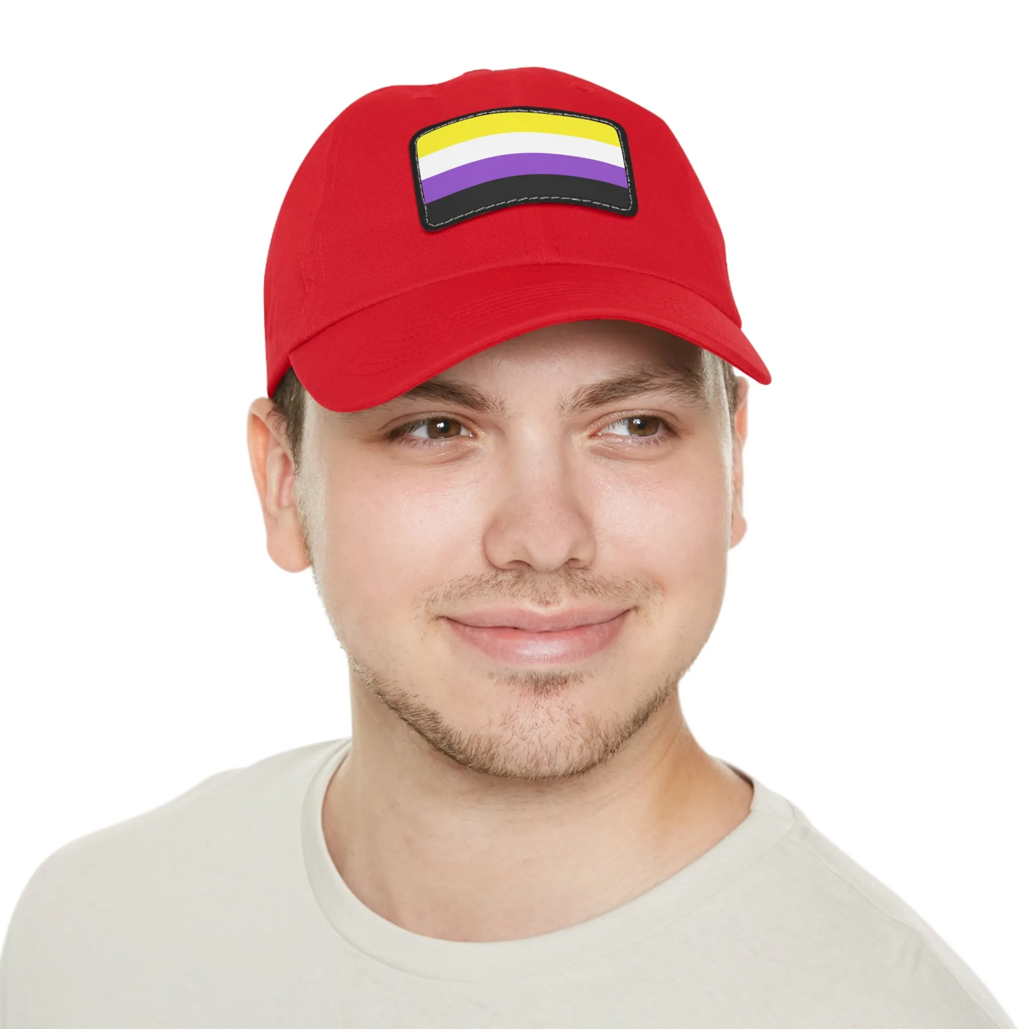 SHAVA CO Non Binary Flag Hat with Leather Patch (Rectangle)