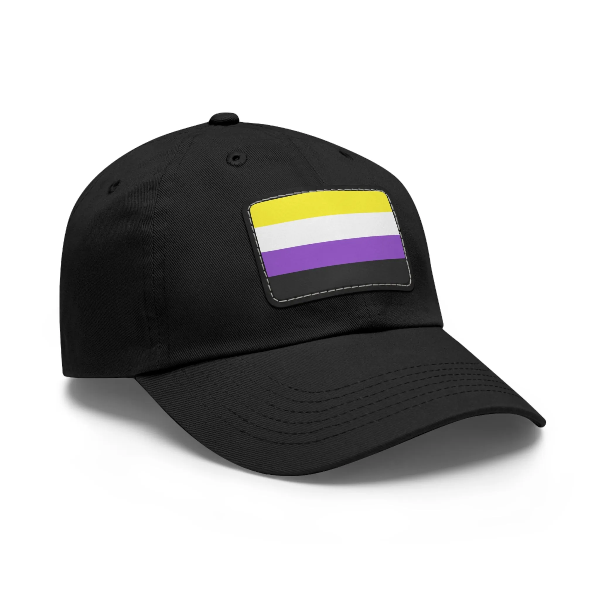 SHAVA CO Non Binary Flag Hat with Leather Patch (Rectangle)