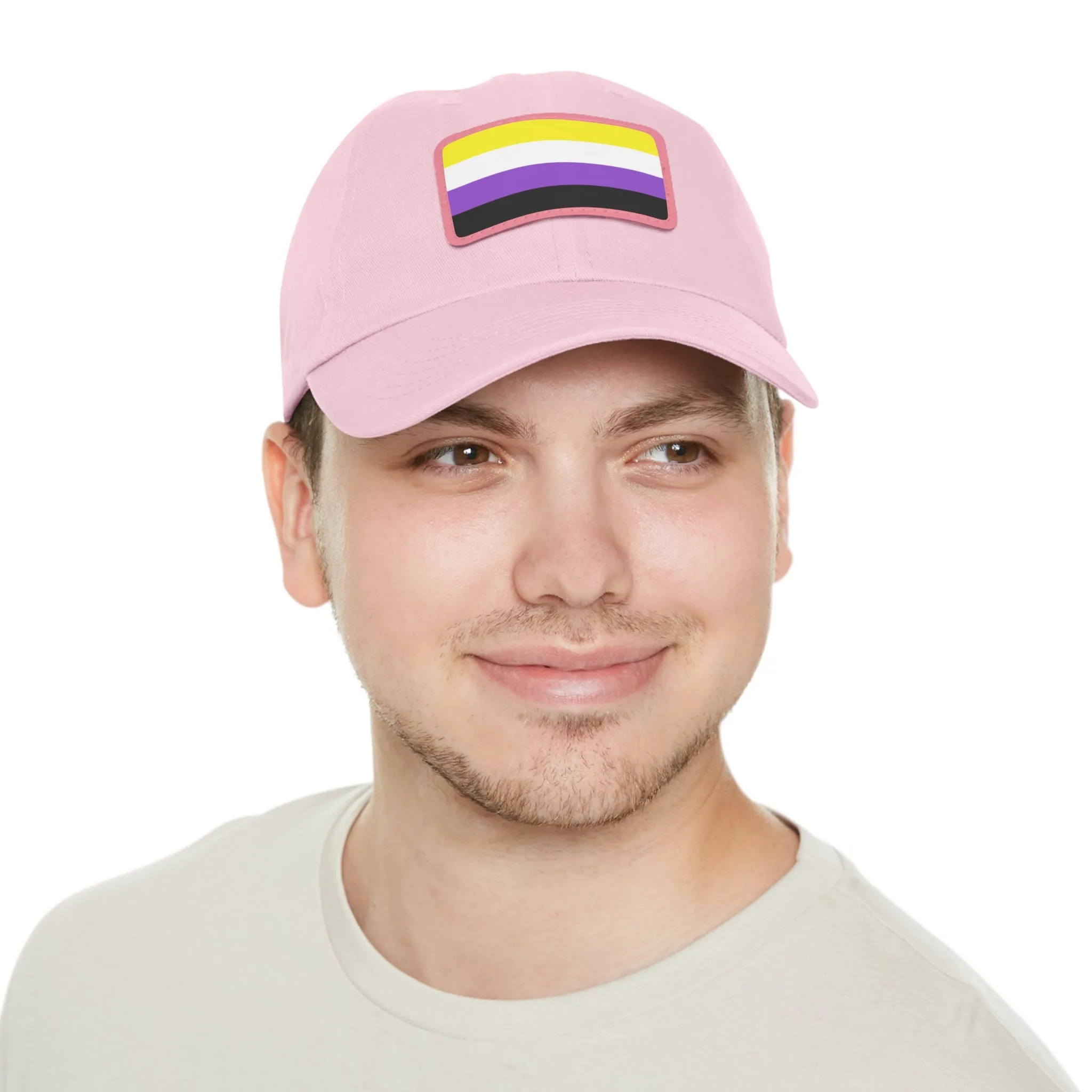 SHAVA CO Non Binary Flag Hat with Leather Patch (Rectangle)