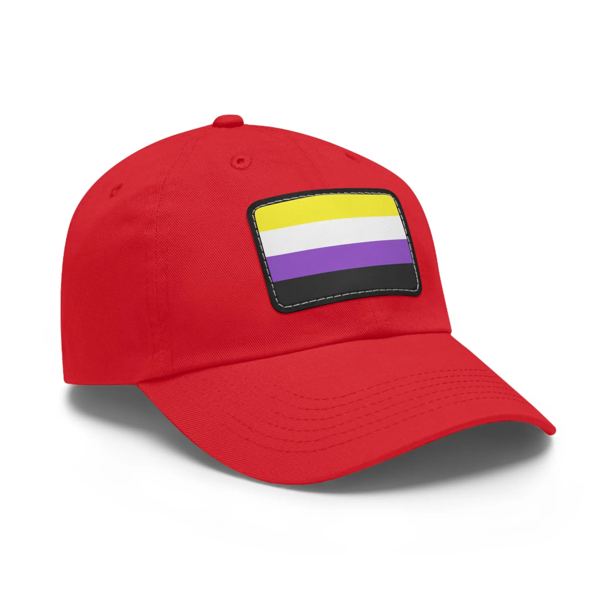 SHAVA CO Non Binary Flag Hat with Leather Patch (Rectangle)