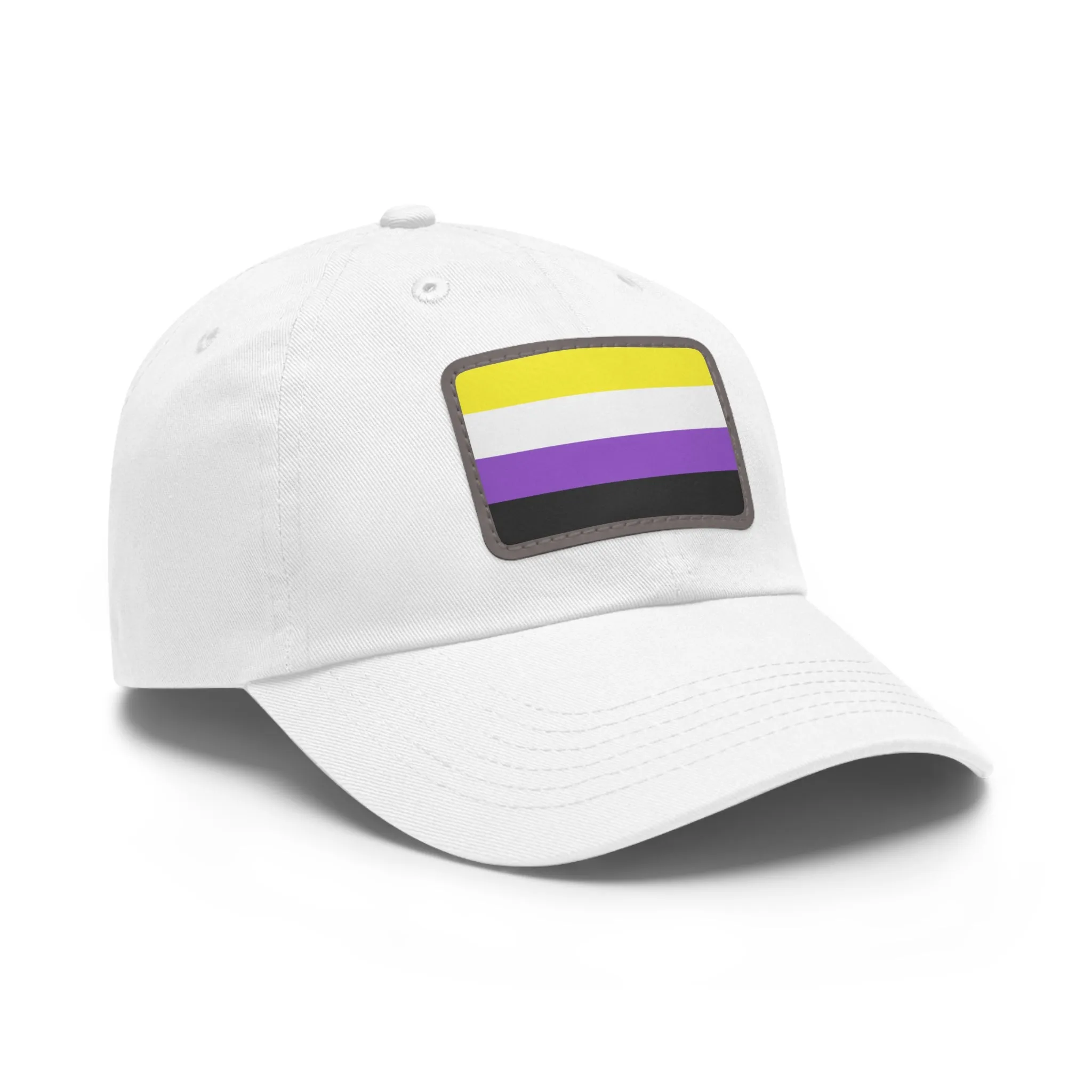 SHAVA CO Non Binary Flag Hat with Leather Patch (Rectangle)