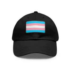 SHAVA CO Transgender Flag Hat with Leather Patch (Rectangle)