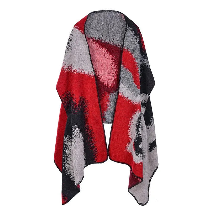 Shawl and scarf dual-use women's winter long imitation cashmere versatile cloak thickened warm cloak coat