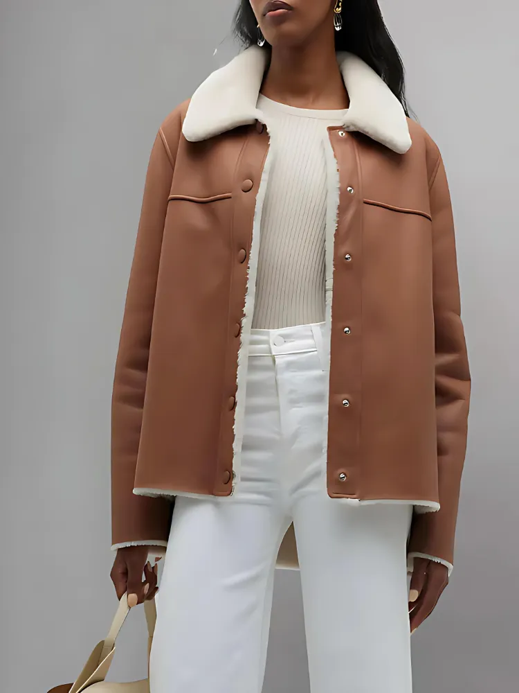 Shawl Collar Nappa Shearling Jacket