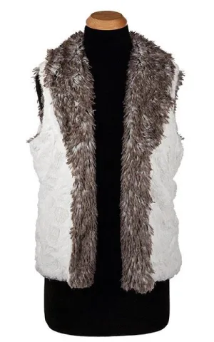 Shawl Collar Vest - Cuddly Faux Fur with Arctic Fox