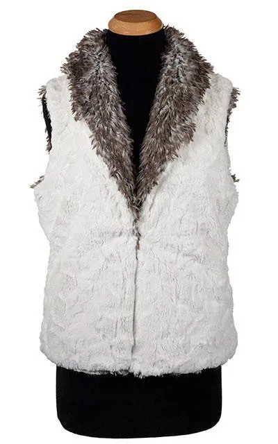 Shawl Collar Vest - Cuddly Faux Fur with Arctic Fox