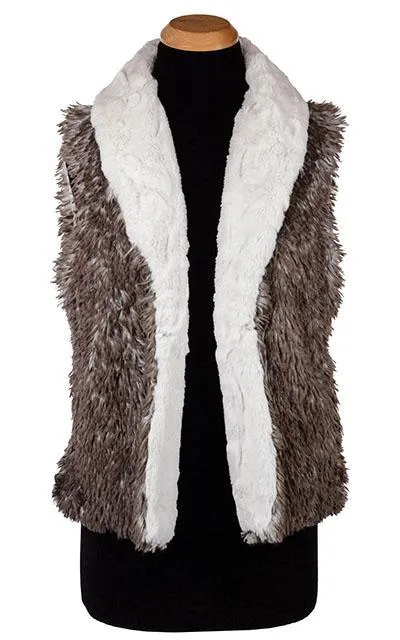 Shawl Collar Vest - Cuddly Faux Fur with Arctic Fox