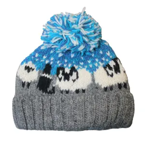 sheep dog wool bobble hat