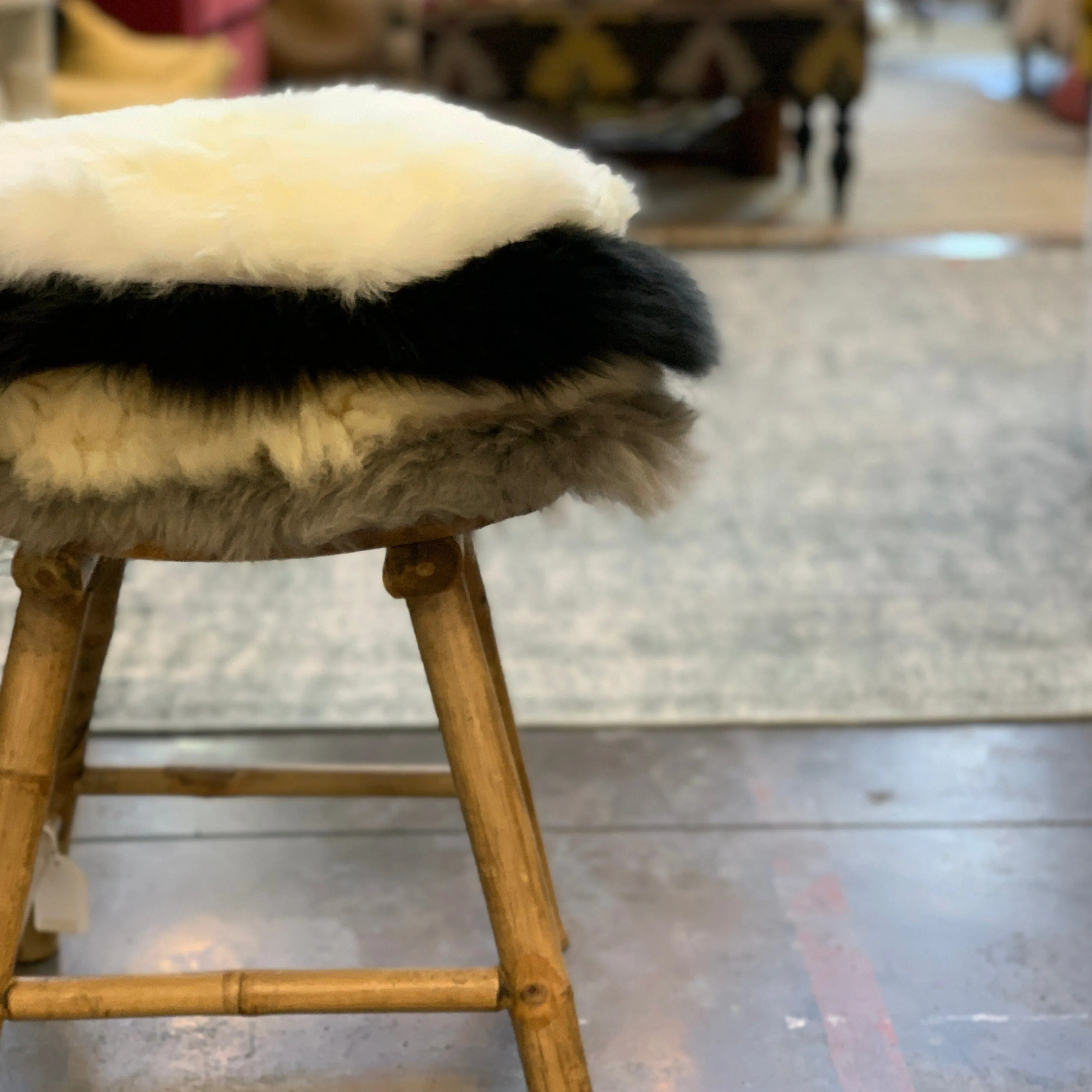 Sheepskin Stool Pad Black