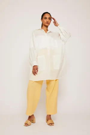 Sheer Cotton Smock Blouse - White