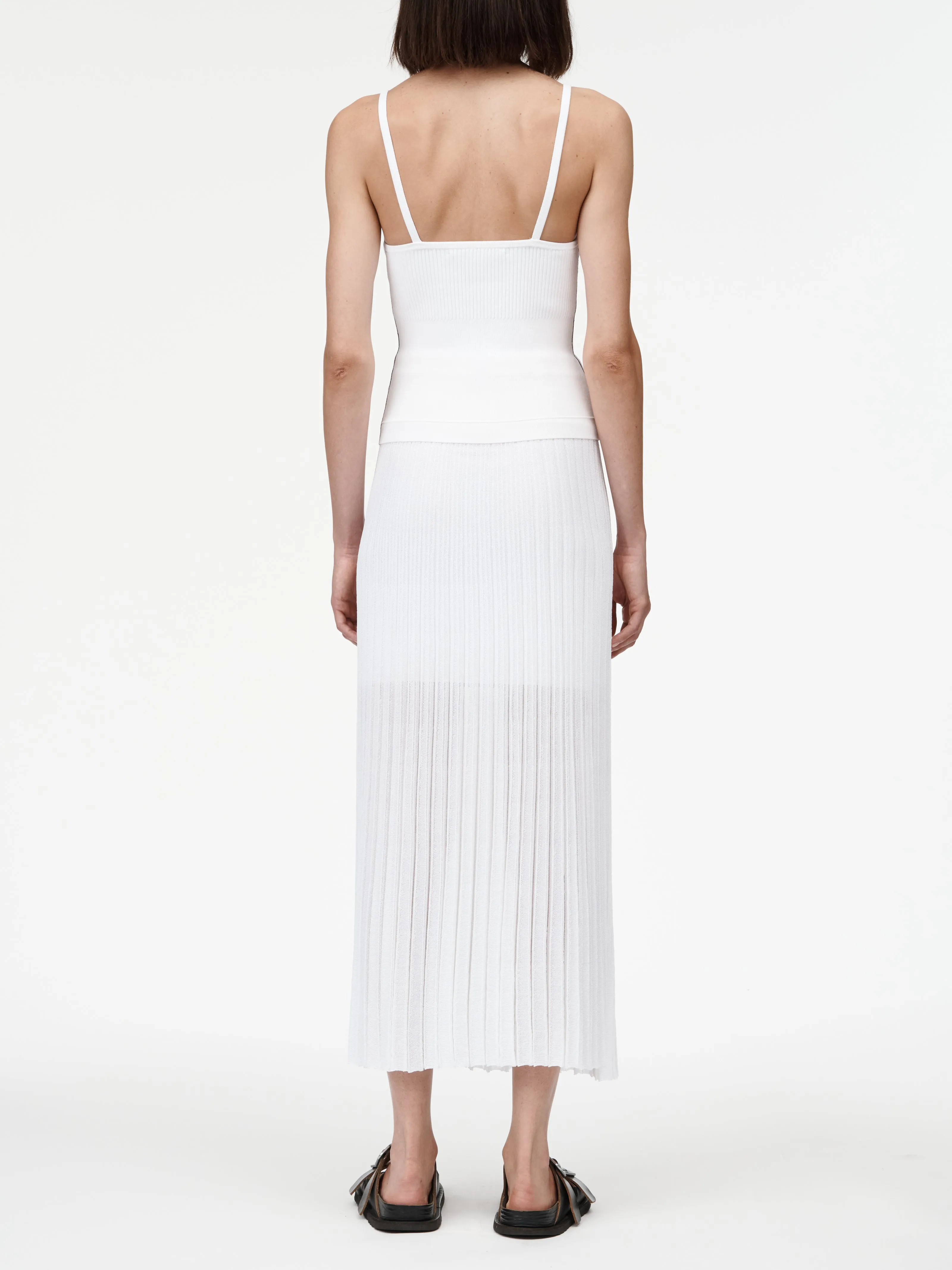 Sheer Pleat Skirt in White