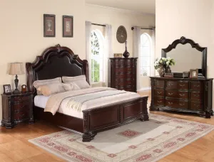 Sheffield Rich Brown Upholstered Panel Bed