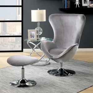 SHELIA Gray Accent Chair w/ Ottoman