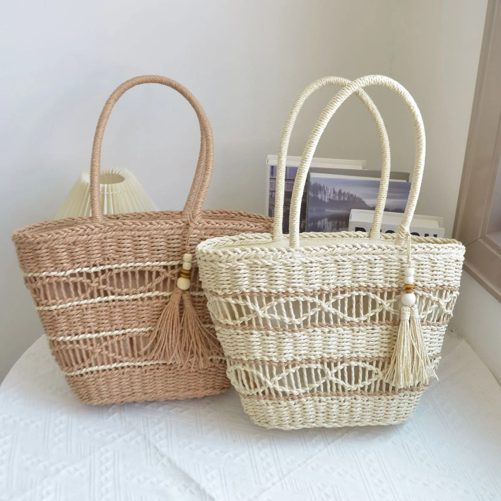 Shell Shape Woven Rattan Handbags