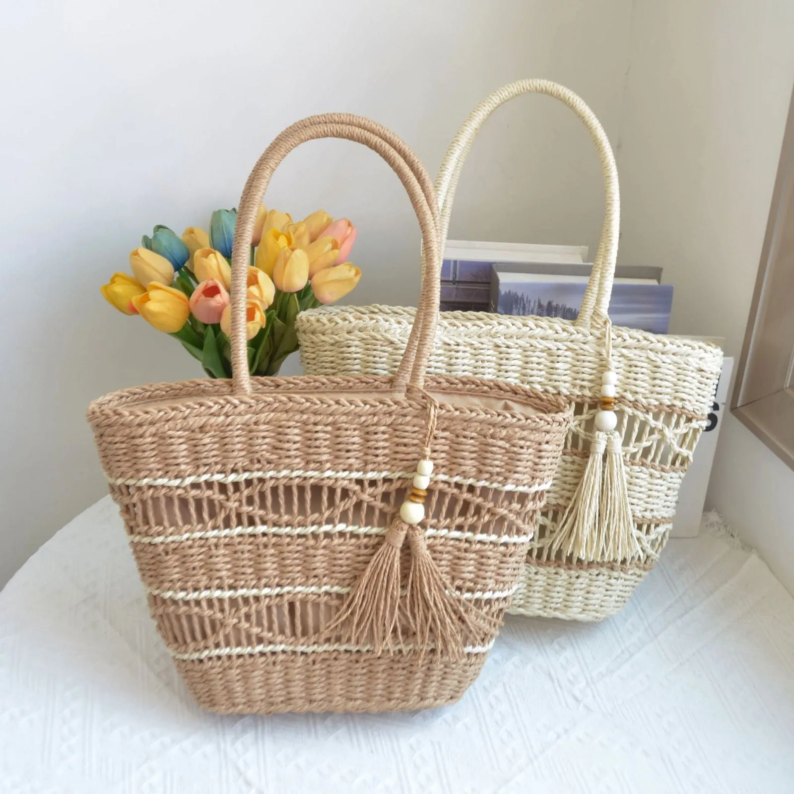 Shell Shape Woven Rattan Handbags