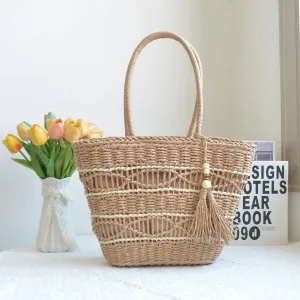 Shell Shape Woven Rattan Handbags