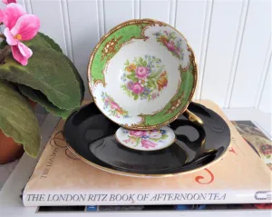 Shelley Black Teacup Duchess Green Cup and Saucer Shelley England Gainsborough 1950s