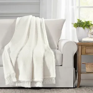 Sherpa Tassel Fringe Throw Blanket