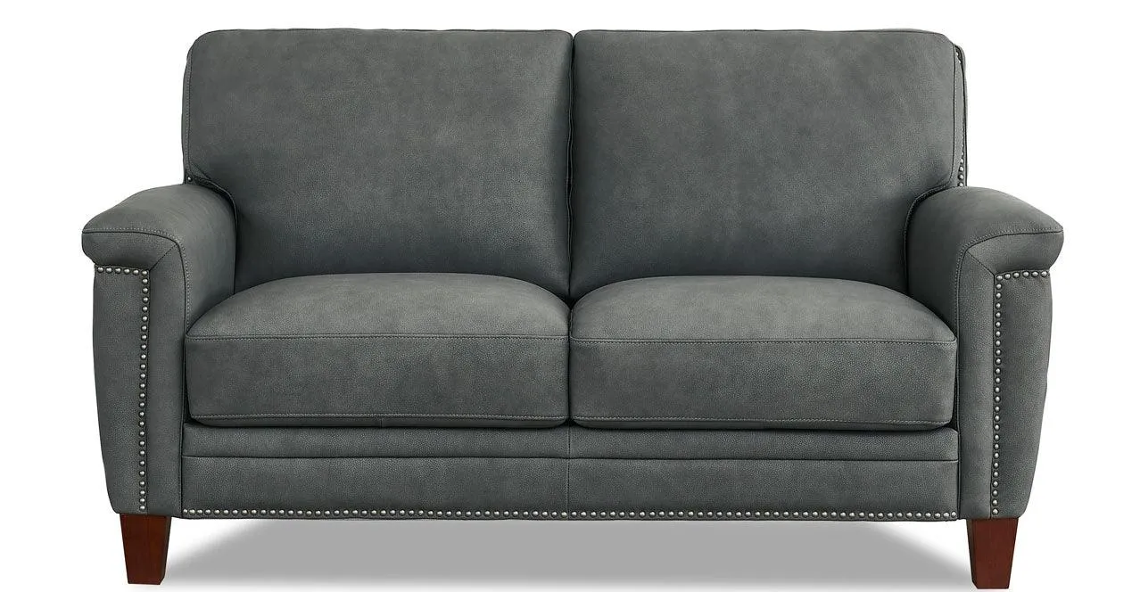 Sherwood Leather Sofa Collection, Charcoal Gray