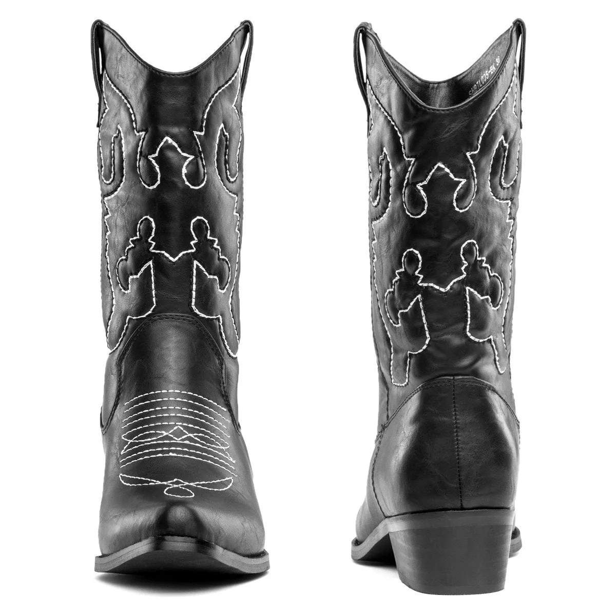 SheSole Womens Wide Calf Cowboy Boots Black