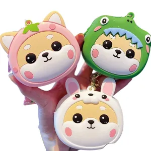 Shiba Inu Cute Purse Coin Bag Change Holder with Zipper Keychain for Women Girls