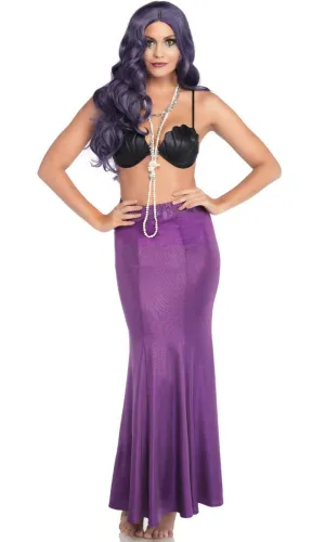 Shimmer Spandex Womens Purple Mermaid Skirt