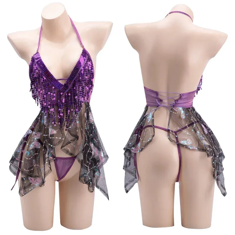 Shimmering Butterfly Lingerie Dress