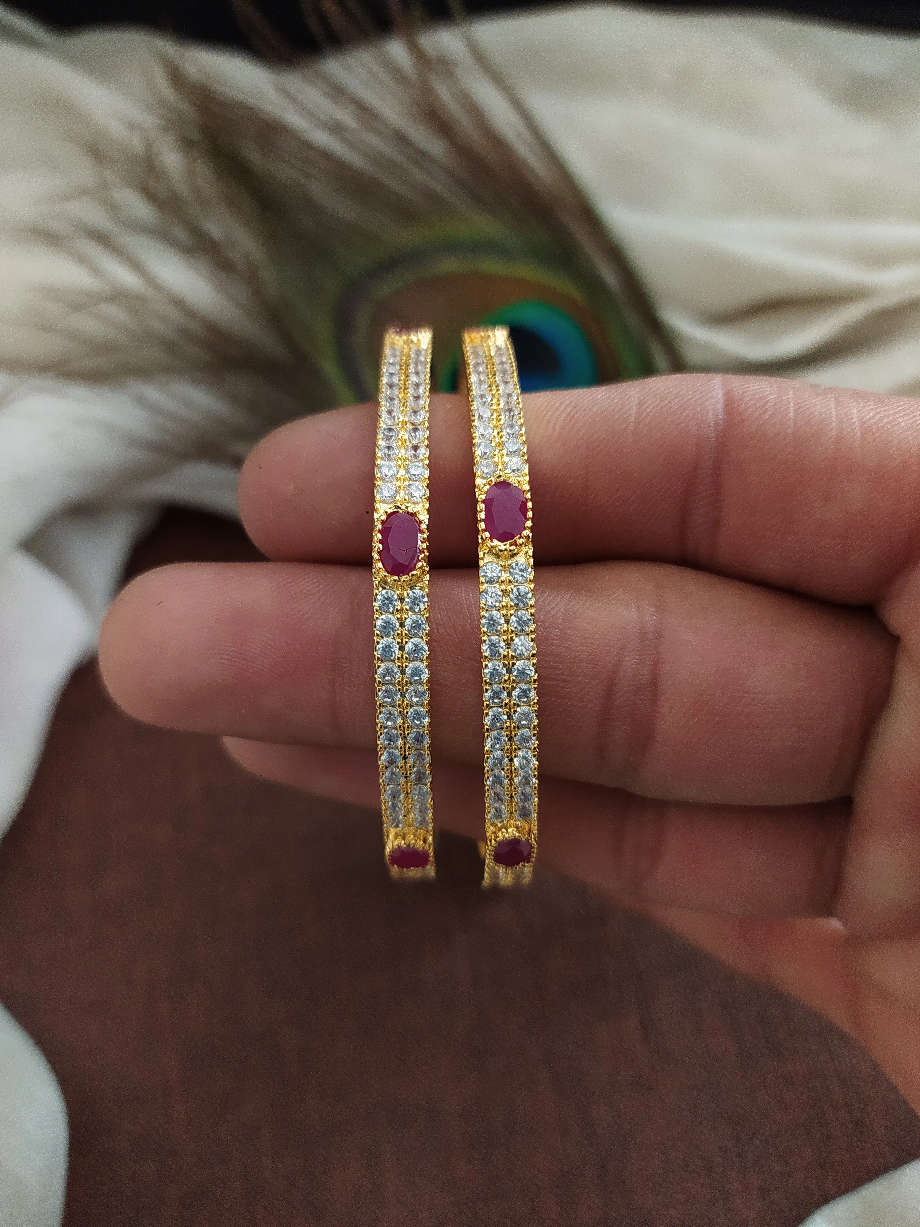 Shimmering Gold Plated Amazing Zircon Bangles