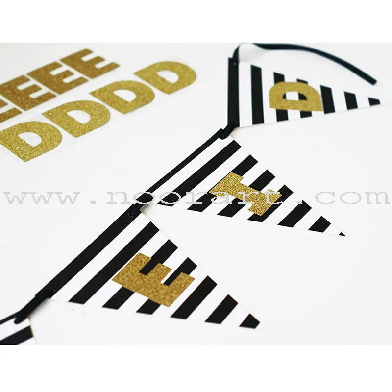 Shine On Black & White Stripe Banner