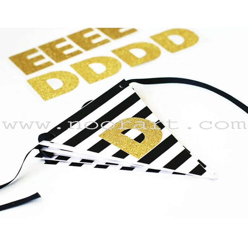 Shine On Black & White Stripe Banner