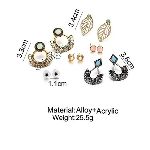 Shining Diva Fashion 6 Pairs Combo Stylish Drop Earrings for Women (Silver Gold)(9919er)