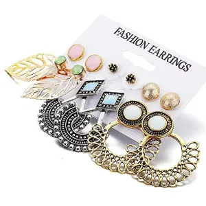 Shining Diva Fashion 6 Pairs Combo Stylish Drop Earrings for Women (Silver Gold)(9919er)