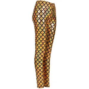 Shiny Fish Scale Leggings - Gold