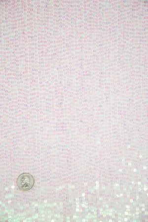 Shiny Pink Sequins & Beads on Silk Chiffon JEC-132-15 Fabric