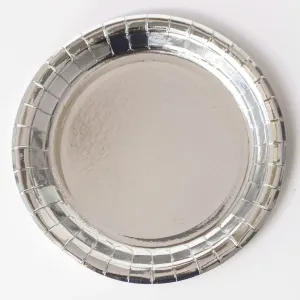 Shiny Silver Paper Plates (8 Pack)