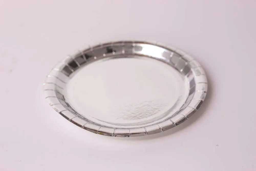 Shiny Silver Paper Plates (8 Pack)