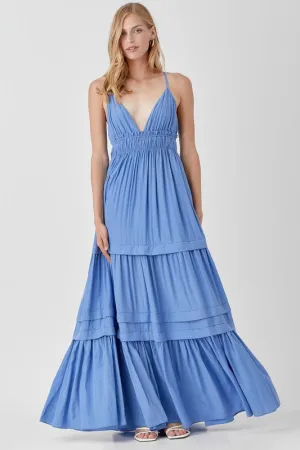 Shirred Ruffle Folded Detail Maxi Dress  *Online Only*