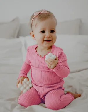 Shirring Real Peach Long Sleeve Pajama