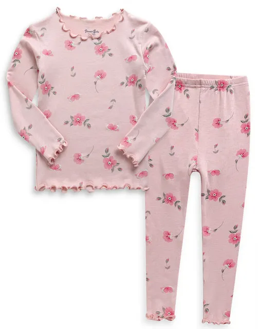 Shirring Romantic Rose Modal Long Sleeve Pajama