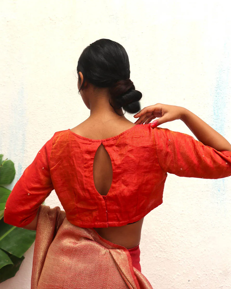 Shobha Handwoven Linen Zari Blouse - Eknoor