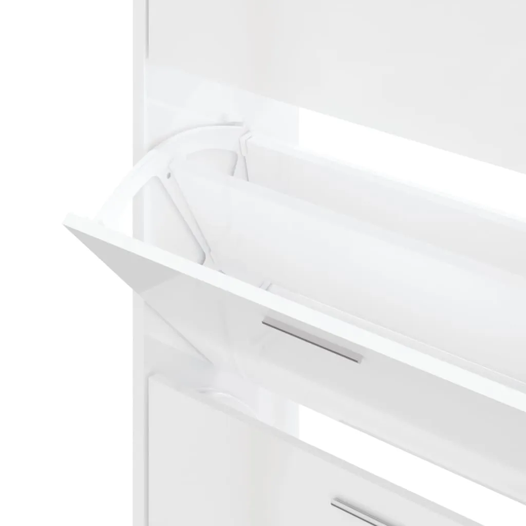 Shoe Cabinet High Gloss White 63x24x103 cm Engineered Wood