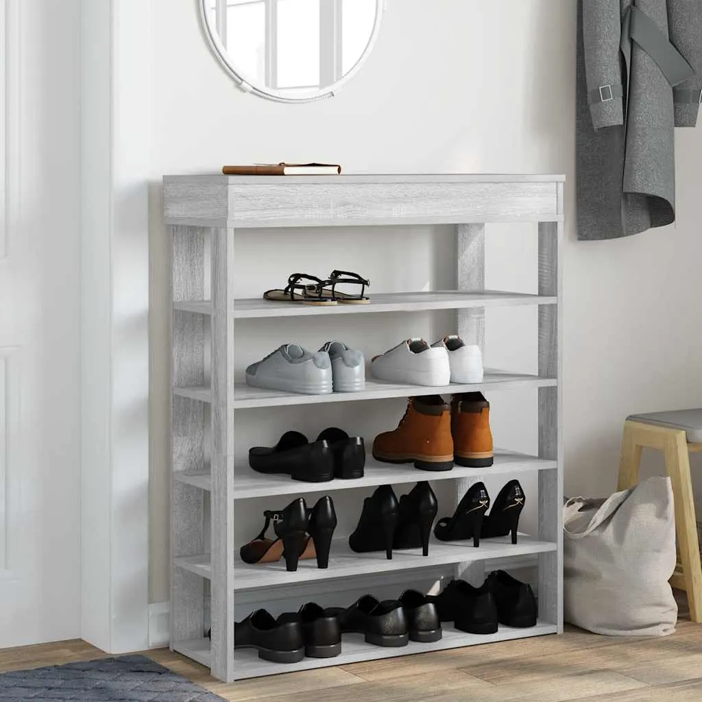 Shoe Rack Grey Sonoma 80x30x98 cm Engineered Wood