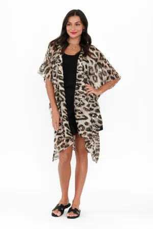 Shontay Beige Leopard Kimono