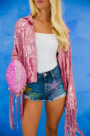 SHOOT FOR THE STARS DENIM SHORTS