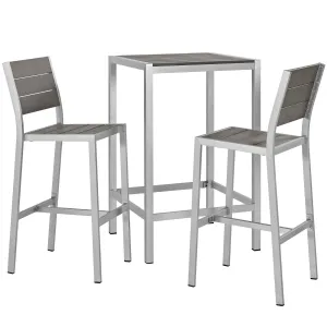 Shore 3 Piece  2 Seater Outdoor Patio Aluminum Outdoor Pub Set