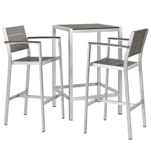 Shore 3 Piece Outdoor Patio Aluminum Outdoor Pub Set With Bar Table