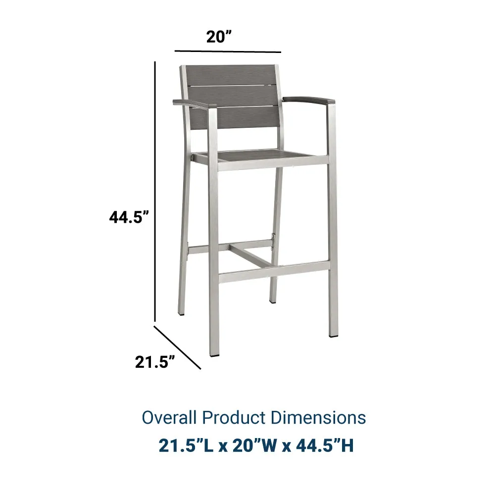 Shore Bar Stool Outdoor Patio Aluminum Set Of 2