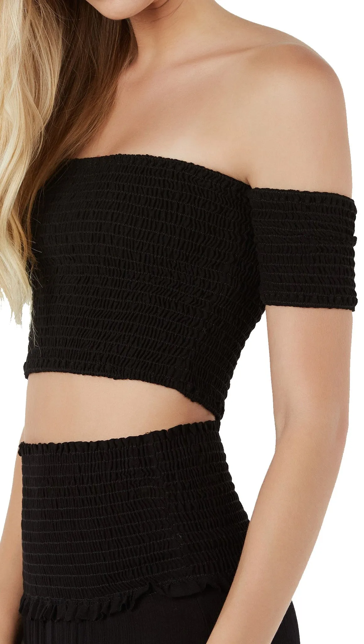 Short & Sweet Off Shoulder Crop Black